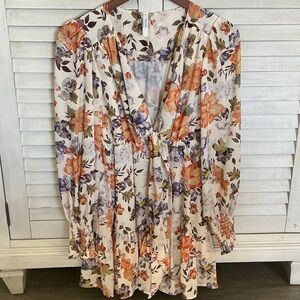 Moonsea Floral V-Neck mini dress